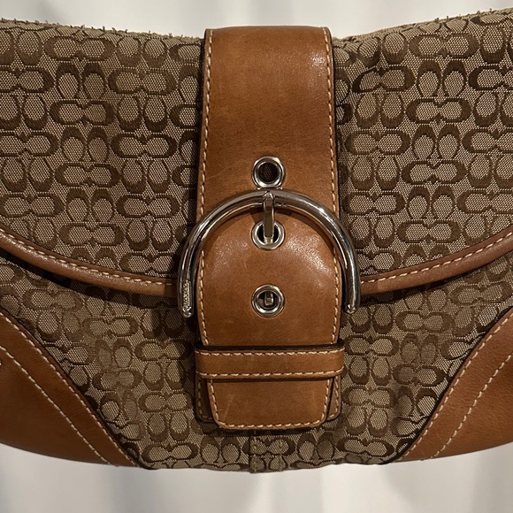 Coach 6818 Vintage Soho British Tan Leather & Signature C Canvas Bag RARE - Picture 5 of 10